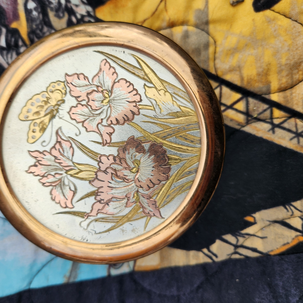 Floral Decorative Plate with Gold Trim